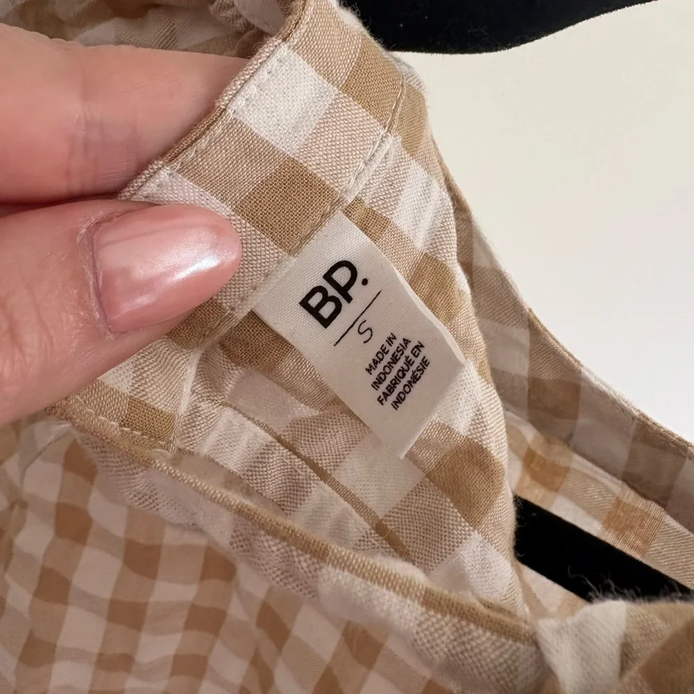 Nordstrom BP Gingham Puff Sleeve Crop Top - Size small - Picture 3 of 5